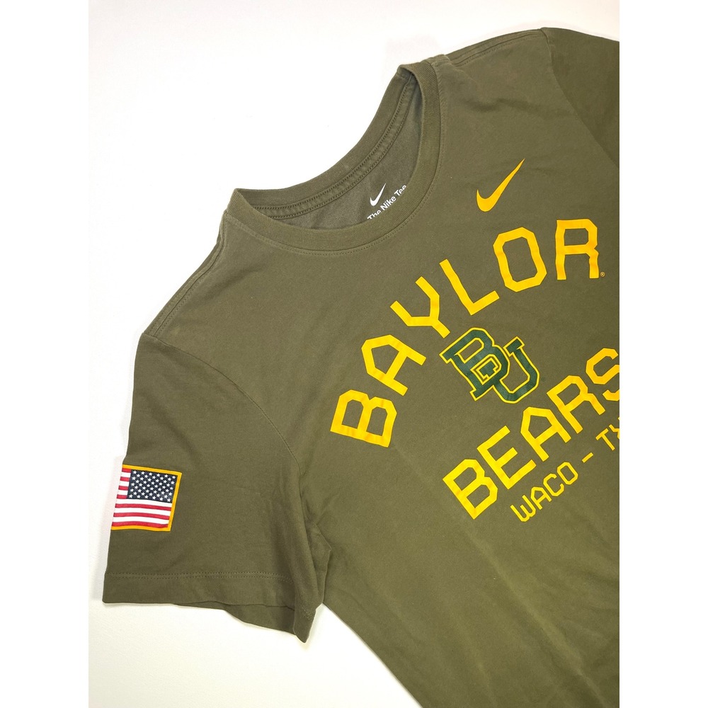 Nike Baylor Bears T-Shirt Mens Medium Green Dri-FIT Waco TX NCAA American Flag